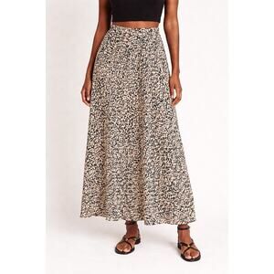 Zara Leopard Print Skirt Womens Size Medium Front Slit Maxi Style